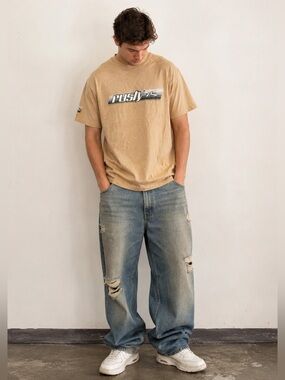 Y2K Rusty Men's Tan Graphic Logo Single Stitch Tee